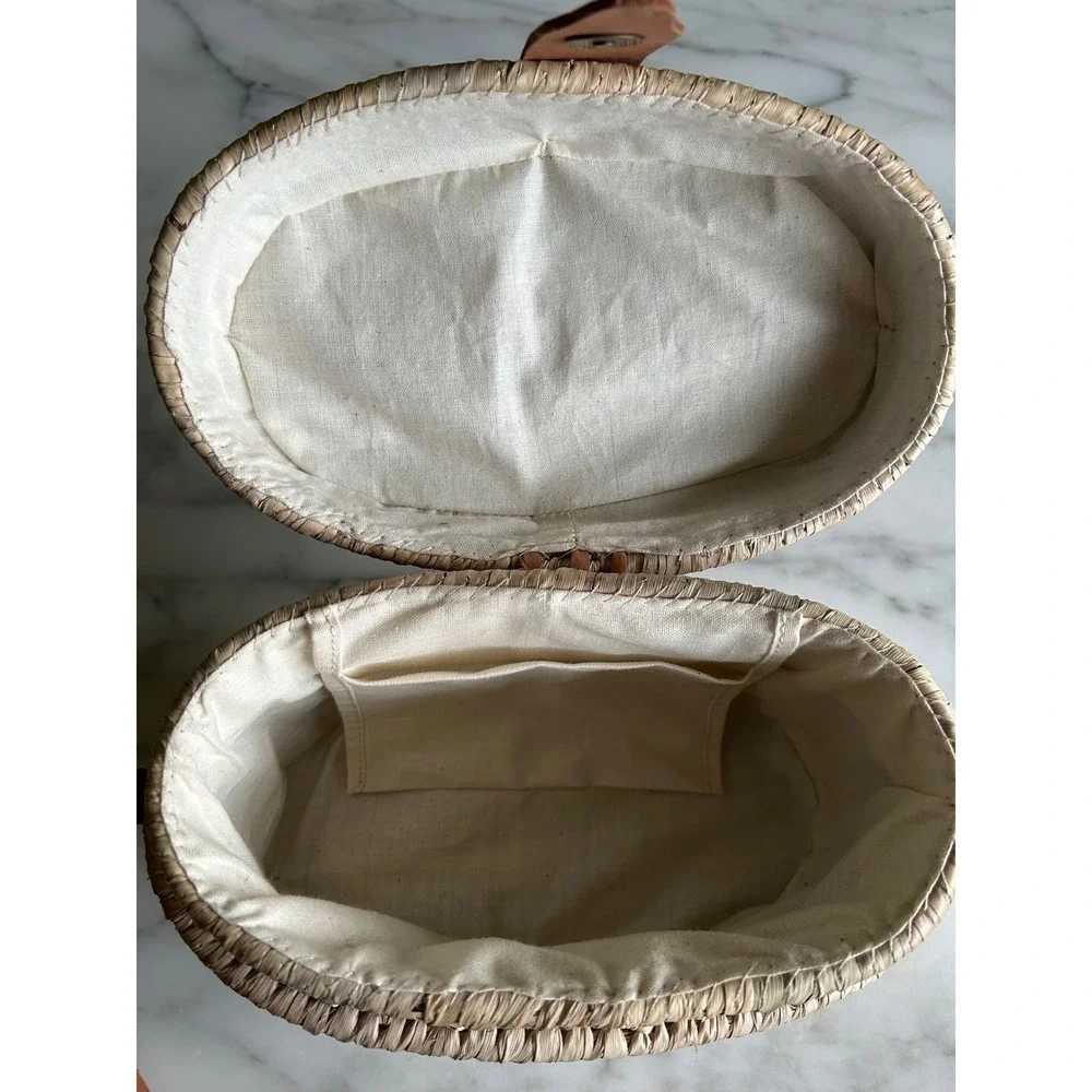 Ten Thousand Villages Woven Straw Crossbody Purse Tan Leather Trim Bangladesh - Picture 9 of 16